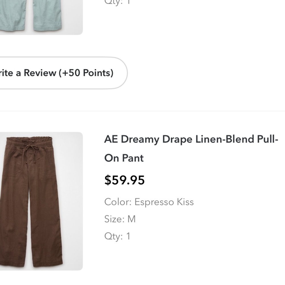 American Eagle Outfitters Espresso Brown Linen-Blend Pull-On Pants